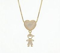 Foto do produto COLAR CORAÇÃO FILHO CRAVEJADO - BANHADO EM OURO 18K
