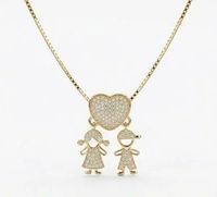 Foto do produto COLAR CORAÇÃO FILHOS CRAVEJADO - BANHADO EM OURO 18K
