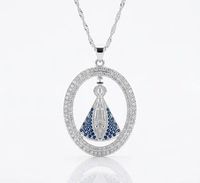 Foto do produto COLAR NOSSA SENHORA APARECIDA MANTO AZUL - BANHADO A PRATA 925