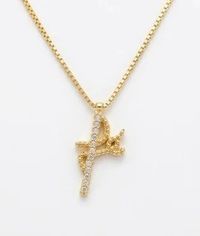 Foto do produto COLAR REGULÁVEL PINGENTE FÉ CRAVEJADO ZIRCÔNIAS BANHADO EM OURO 18K
