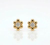 Foto do produto BRINCO INFANTIL FLOR COM ZIRCÔNIA BANHADO A OURO 18K