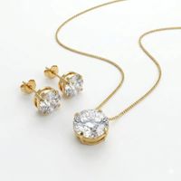Foto do produto CONJUNTO COLAR + BRINCO PONTO DE LUZ CRISTAL - BANHADO EM OURO 18K