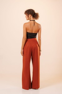 Calça Longa Pantalona Pati Marrom