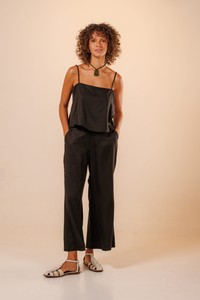 Calça Cropped Wide Leg Marília Preto