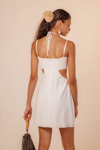 Vestido Curto Reto Linho Rose Off White