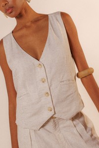 Blusa Colete Alfaiataria Linho Molina Natural