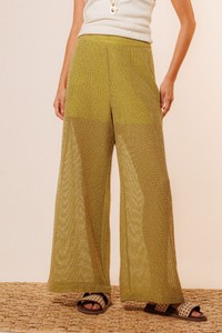 Calça Longa Algodão com Textura de Tela Lane Verde Veleiro