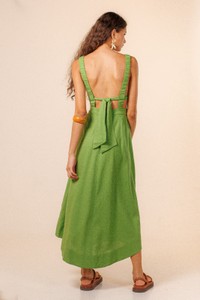 Vestido Cropped Linho Decote em V Larissa Verde