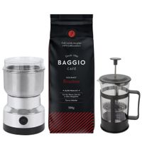 Foto do produto Café Bourbon em Grãos 500g Prensa Francesa 600ml Moedor Inox