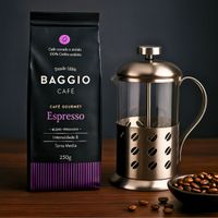 Foto do produto Kit Café Gourmet Torrado Baggio 250g Cafeteira Inox 350ml