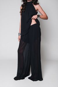 Foto do produto Calça Pantalona Chiffon Plissado Preto
