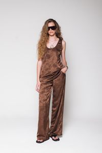 Foto do produto Conjunto de Cetim Jacquard Marrom 