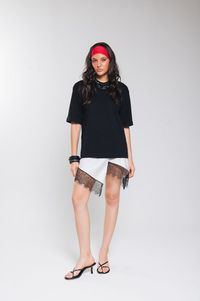 Foto do produto Saia Assimétrica de Cetim Com Renda Off White