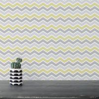 Foto do produto Papel de Parede Adesivo Chevron Cinza e Verde - Amarelo Limão