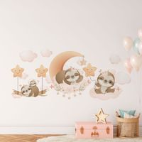 Foto do produto Adesivo de Parede Infantil Bicho Preguiça Nuvens e Estrelas