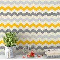 Foto do produto Papel de Parede Círculos Chevron Tons de Cinza e Amarelo