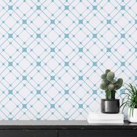 Foto do produto Papel de Parede Geométrico Quadriculado Teia Azul