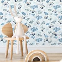 Foto do produto Papel de Parede Infantil Nuvens e Aviões