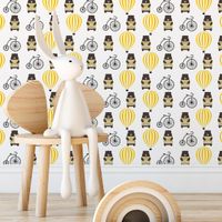 Foto do produto Papel de Parede Infantil Ursinho Balão Bicicleta Amarelo