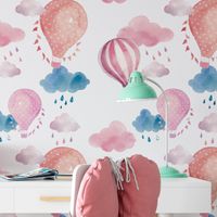 Foto do produto Papel de Parede Infantil Balões Rosa em Aquarela
