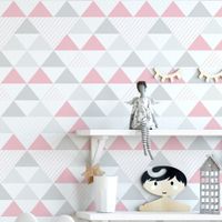 Foto do produto Papel de Parede Infantil de Triângulos (Tons de Rosa)