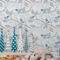 Foto do produto Papel de Parede Pássaros e Galhos (Azul)