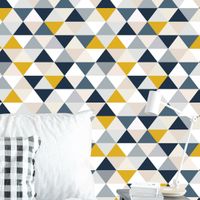 Foto do produto Papel de Parede Abstrato Triângulos (Azul e Amarelo)