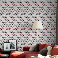 Foto do produto Papel de Parede Pincelado Chevron (Preto e Vermelho)