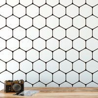 Foto do produto Papel de Parede Preto e Branco Hexágonos 