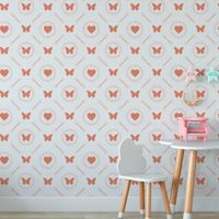 Foto do produto Papel de Parede Infantil Corações e Borboletas 