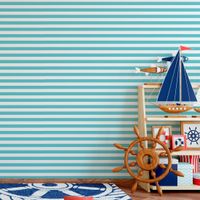 Foto do produto Papel de Parede Azul Turquesa com Listras 