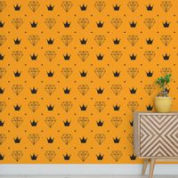 Foto do produto Papel de Parede Diamante e Coroa (Amarelo e Preto)