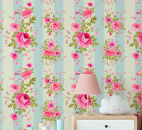 Foto do produto Papel de Parede Rosas com Listras