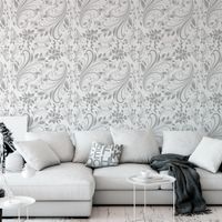 Foto do produto Papel de Parede Flores Cinzas
