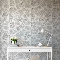 Foto do produto Papel de Parede Câmeras Retro (Cinza)