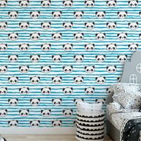 Foto do produto Papel de Parede Azul com Pandas (Infantil)