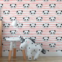 Foto do produto Papel de Parede Rosa com Pandas (Infantil)