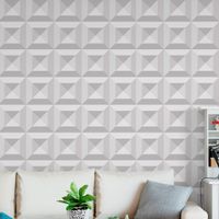 Foto do produto Papel de Parede Branco Quadrados 3D 