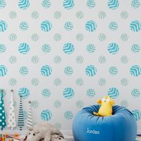 Foto do produto Papel de Parede Bolinhas Listradas (Tons de Azul)