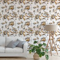 Foto do produto Papel de Parede Rosas Brancas com Dourado