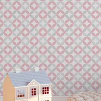 Foto do produto Papel de Parede Infantil Círculos Abstratos (Rosa e Cinza)