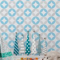 Foto do produto Papel de Parede Infantil Círculos Abstratos (Azul e Cinza)
