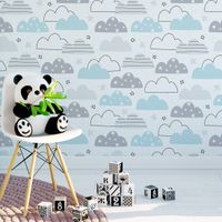 Foto do produto Papel de Parede Infantil Nuvens Tons de Azul 
