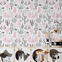 Foto do produto Papel de Parede Cactos Variados Infantil (Rosa)