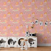 Foto do produto Papel de Parede Infantil Animais Safari (Rosa)