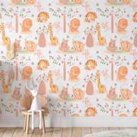 Foto do produto Papel de Parede Infantil Animais Safari (Branco)