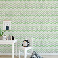 Foto do produto Papel de Parede Chevron Giz Verde