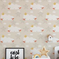 Foto do produto Papel de Parede Infantil Estrelas Nuvens e Coroas