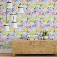 Foto do produto Papel de Parede Hortênsias Floral Colorido 
