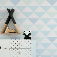Foto do produto Papel de Parede Triângulos Tons de Azul e Verde